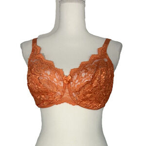 Vintage Victoria Secret Gold Label Lace Bra Underwire Women's 34DD‎ Orange